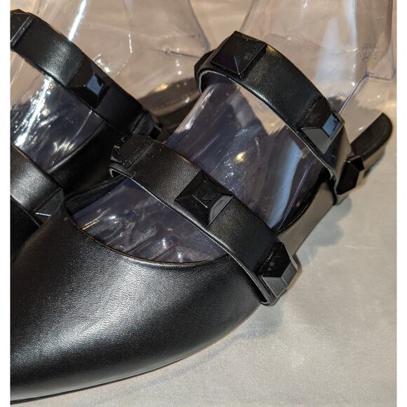 Marc Fisher Womens Searli Studded Strappy Mules Flats Black Size 10 Pointed Toe - Picture 3 of 9